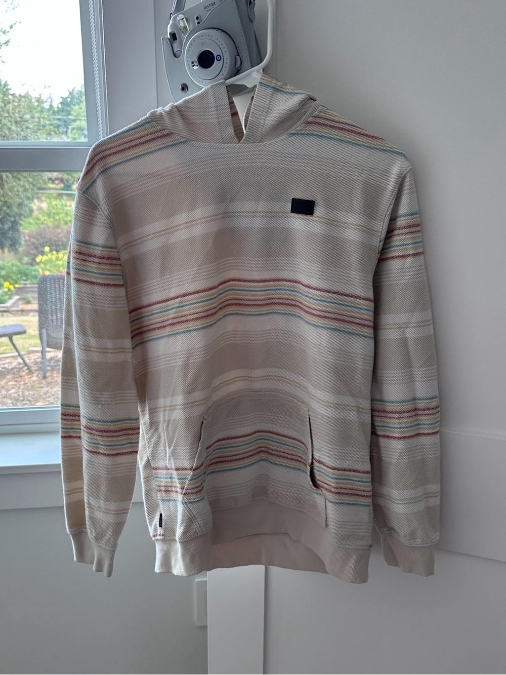 O'Neill Cream Hooded Pullover with Multicolor Stripes